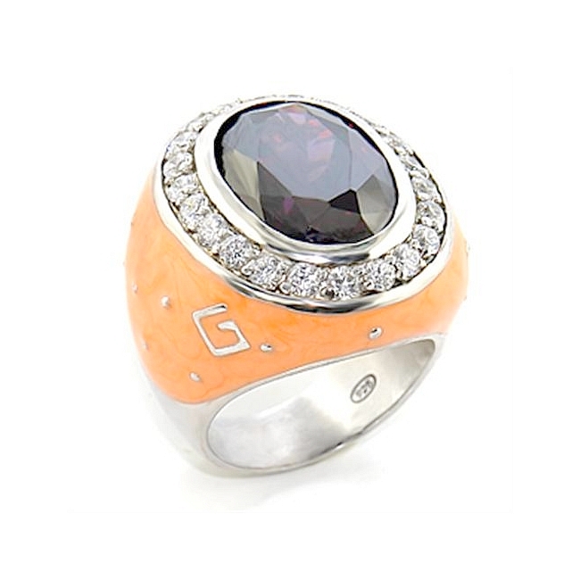 Lovely Silver Tone Fashion Ring Amethyst CZ