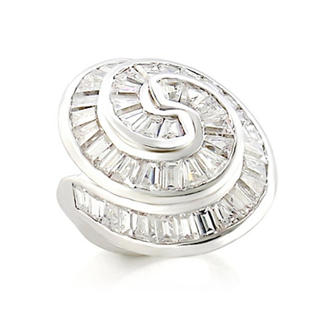 Stylish Silver Tone Fashion Ring Clear CZ