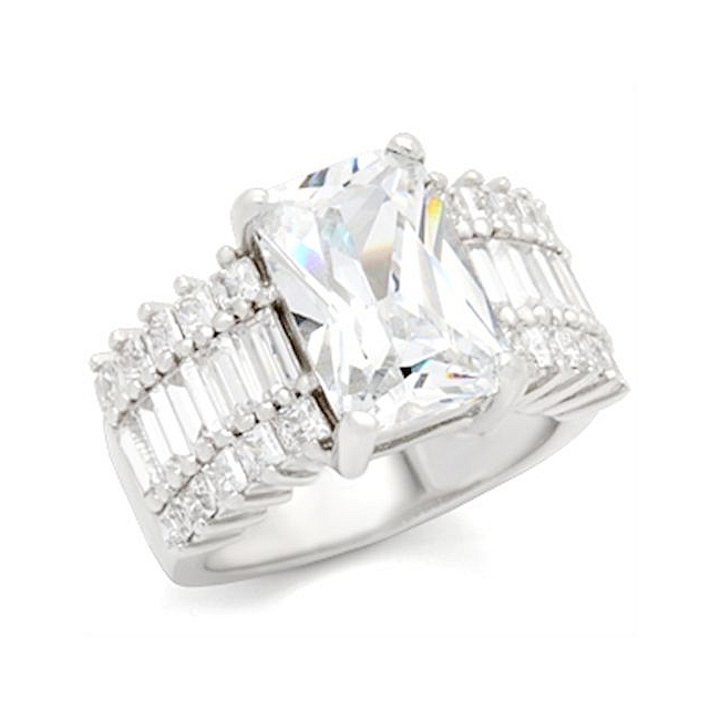 Rhodium Plated Ring Clear CZ - DT Jewelers
