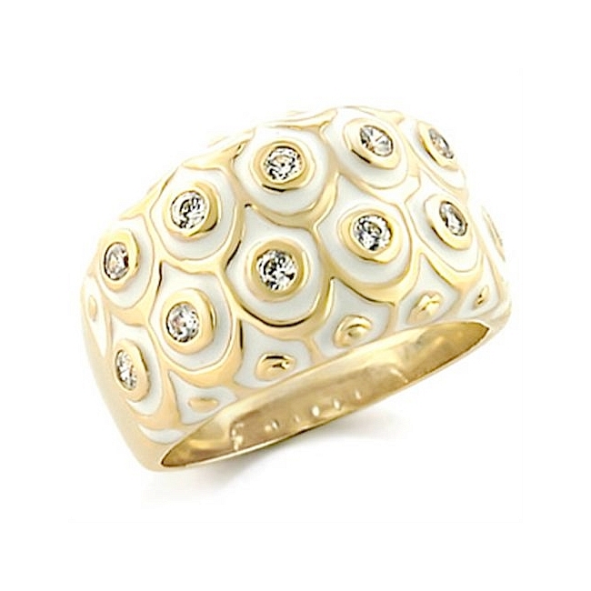 14K Yellow Gold Plated Fashion Ring Clear CZ