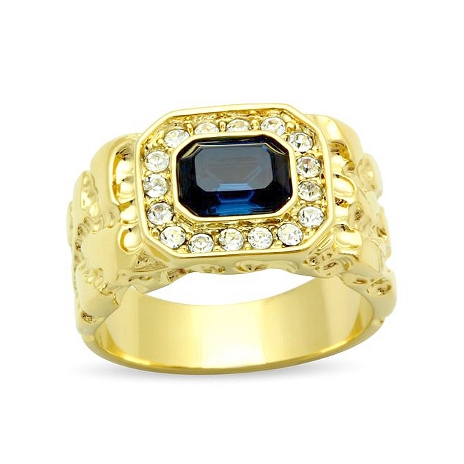 14K Gold Plated Square Fashion Ring Montana Crystal