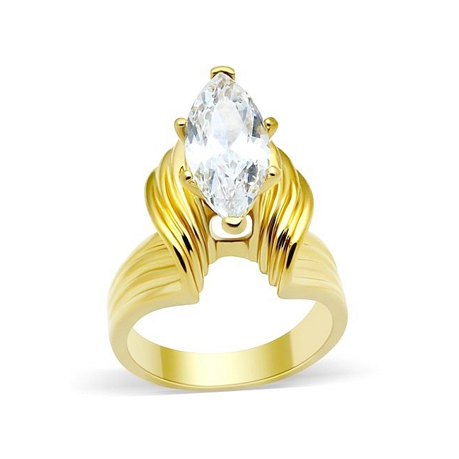 Classy 14K Gold Plated Fashion Ring Clear Cubic Zirconia