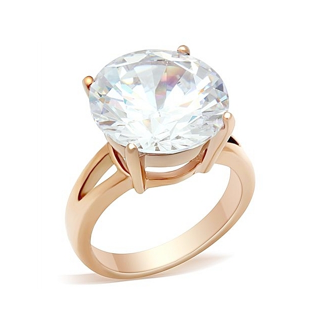14K Rose Gold Plated Fashion Ring Clear Cubic Zirconia