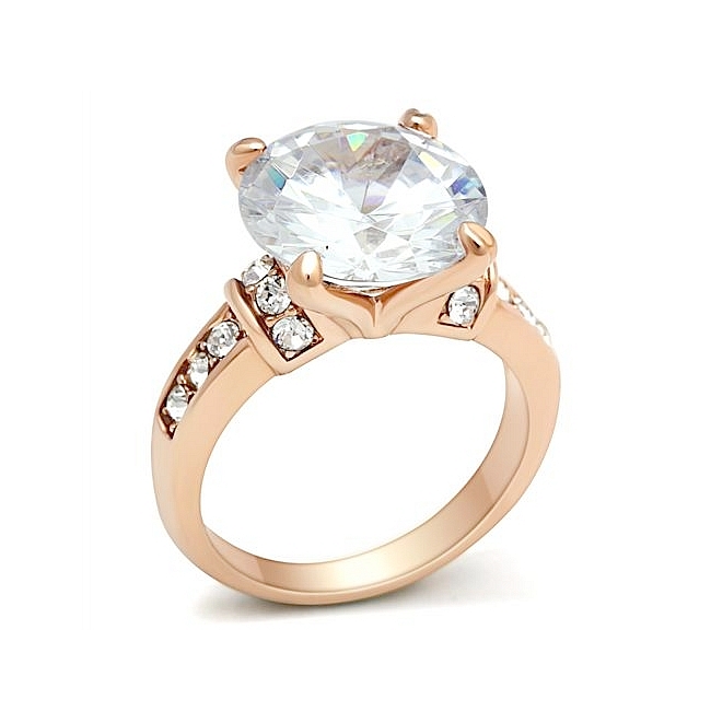 Classy 14K Rose Gold Plated Fashion Ring Clear CZ