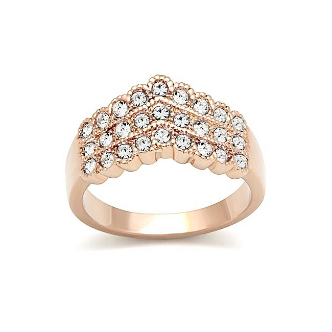 14K Rose Gold Plated Pave Fashion Ring Tanzanite Crystal