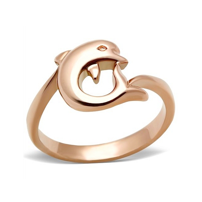 14K Rose Gold Plated Dolphin Animal Fashion Ring