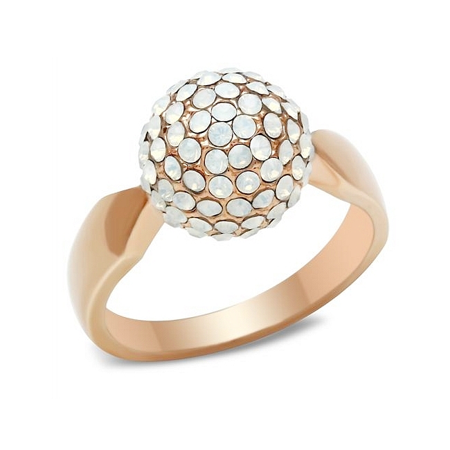 Petite 14K Rose Gold Plated Modern Fashion Ring Rainbow Crystal