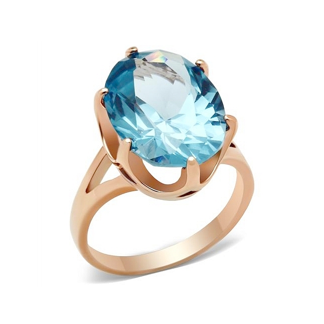 14K Rose Gold Plated Fashion Ring London Blue Synthetic Spinel
