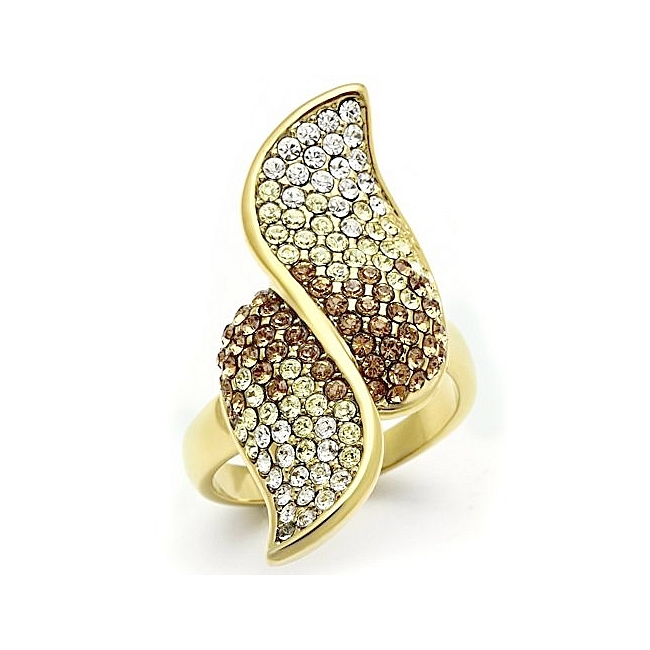 14K Gold Plated Modern Fashion Ring Multi Color Crystal