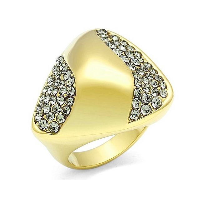 Classic 14K Gold Plated Vintage Fashion Ring Black Crystal