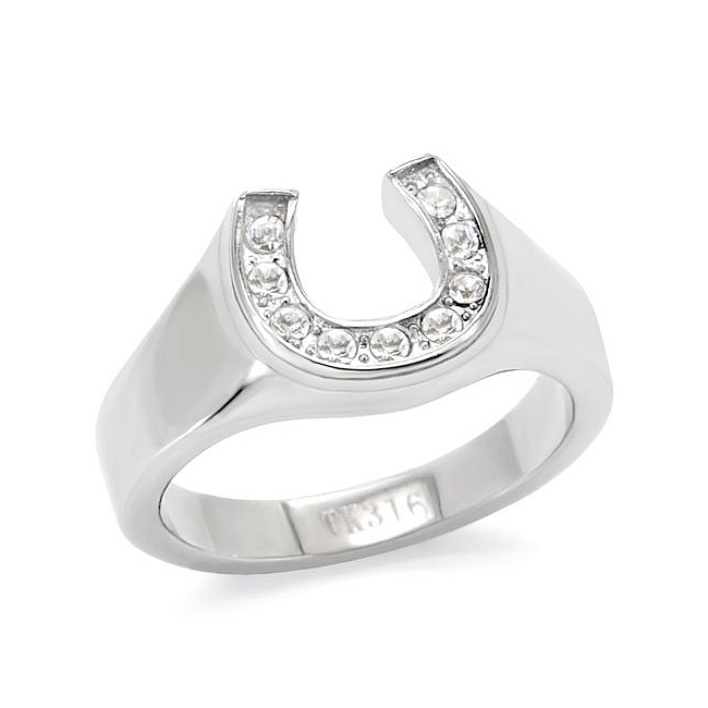 Silver Tone Fashion Ring Clear Crystal