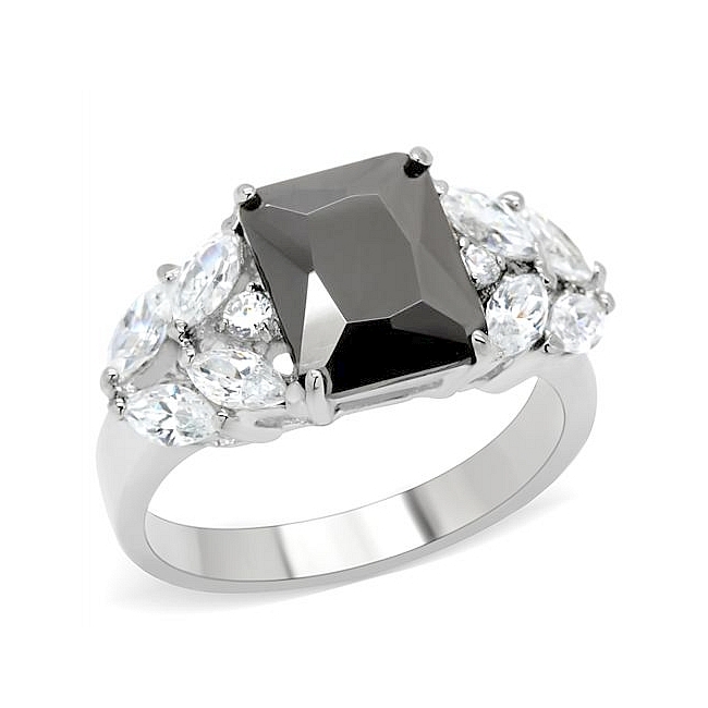 Elegant Silver Tone Fashion Ring Clear CZ