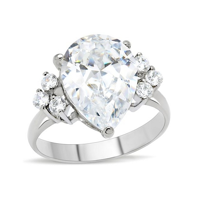 Silver Tone Heart Fashion Ring Clear CZ