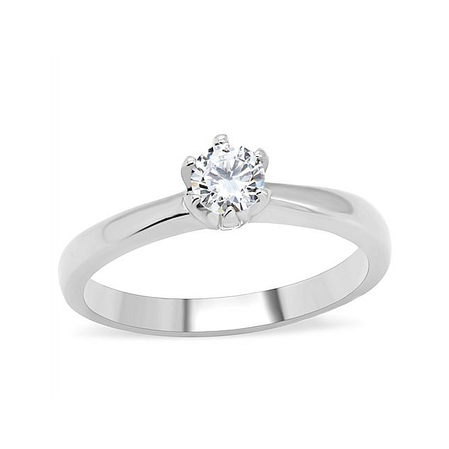 Silver Tone Solitaire Engagement Ring