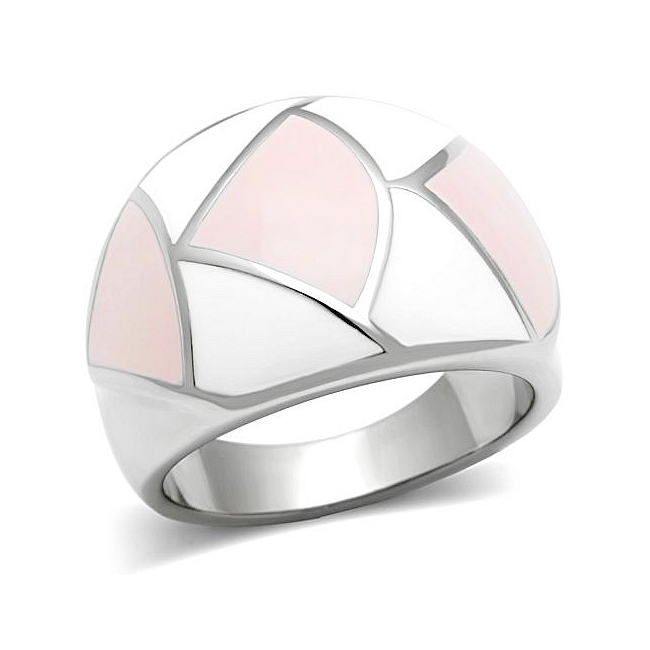 Silver Tone Fashion Ring Multi Color Epoxy