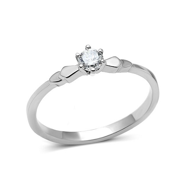 Exclusive Silver Tone Solitaire Engagement Ring Clear Cubic Zirconia