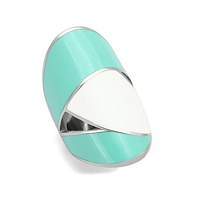 Petite Silver Tone Modern Fashion Ring Multi Color Epoxy