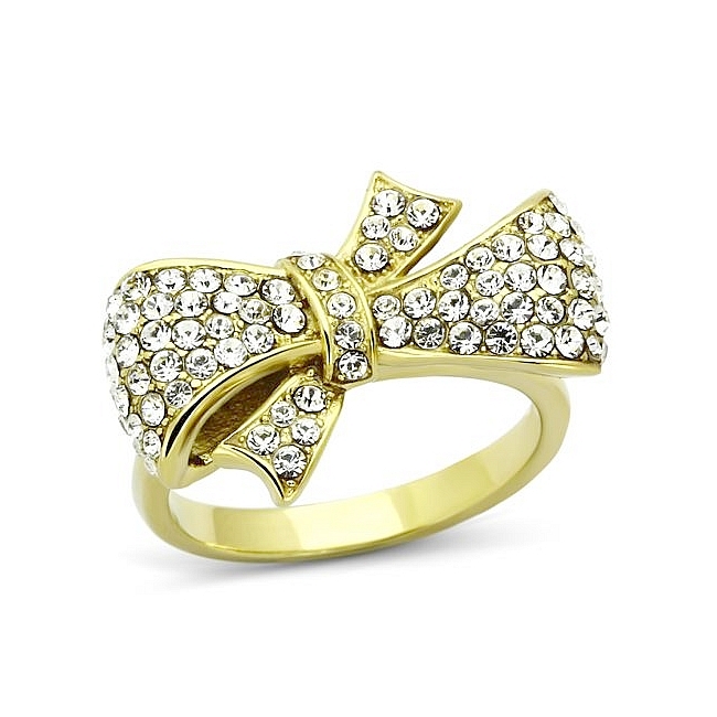 14K Gold Plated Fashion Ring Clear Top Grade Crystal