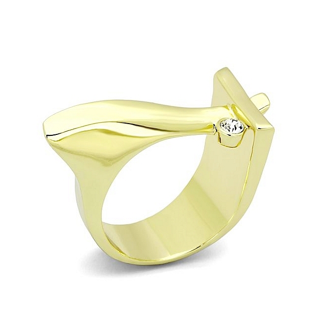 14K Gold Plated Modern Fashion Ring Clear Top Grade Crystal