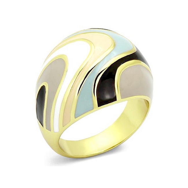 14K Gold Plated Fashion Ring Multi Color Epoxy