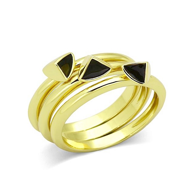 14K Gold Plated Modern Fashion Ring Black Epoxy