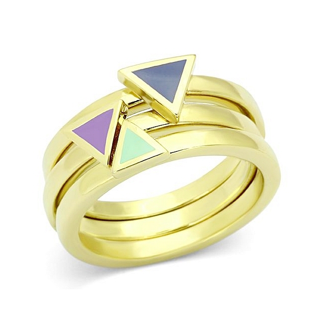 14K Gold Plated Modern Fashion Ring Multi Color Epoxy