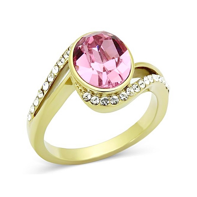 Two Tone Fashion Ring Rose Crystal