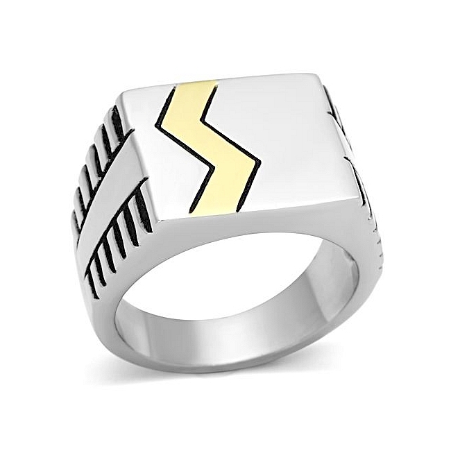 14K Two Tone ( Gold & Silver) Modern Mens Ring
