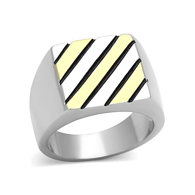 14K Two Tone ( Gold & Silver) Square Mens Ring