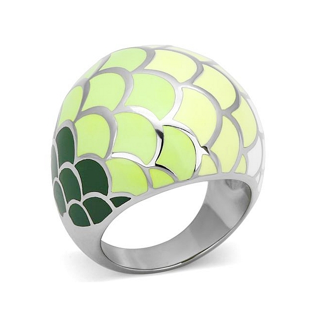Silver Tone Fashion Ring Multi Color Epoxy