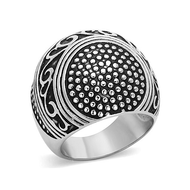 Silver Tone Fashion Ring Black Epoxy
