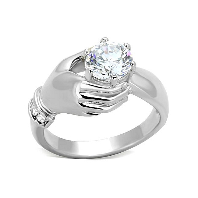 Silver Tone Fashion Ring Clear CZ