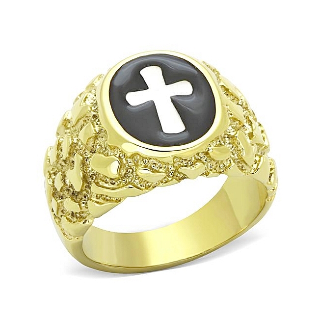 14K Two Tone (Gold & Silver) Cross Fashion Ring