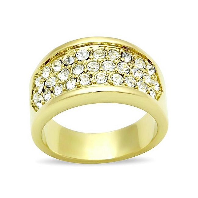 14K Gold Plated Pave Wedding Ring Clear Crystal