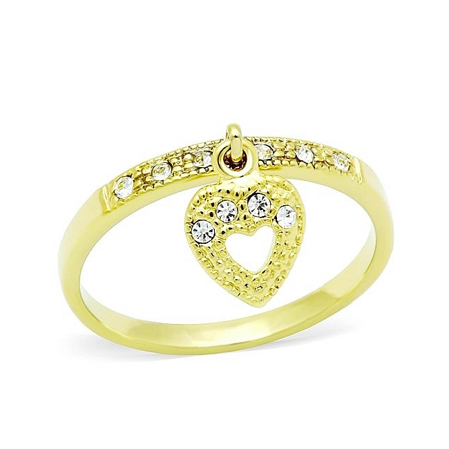 Lovely 14K Gold Plated Band Fashion Ring Clear Crystal