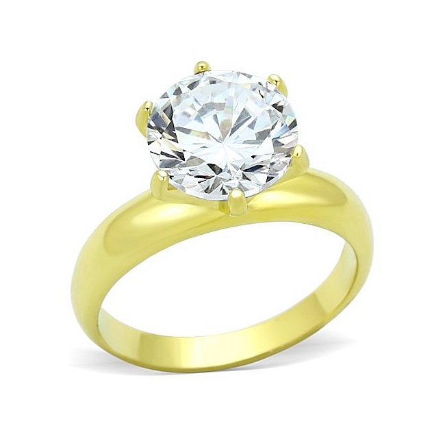 Classic 14K Gold Plated Fashion Ring Clear CZ