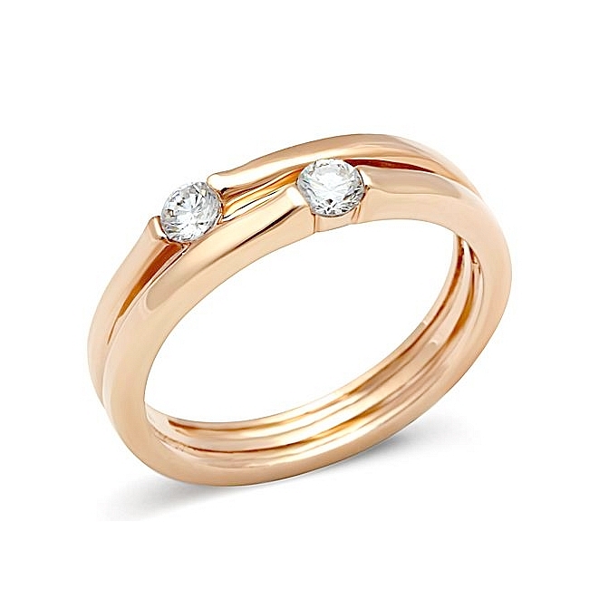 14K Rose Gold Plated Band Fashion Ring Clear CZ