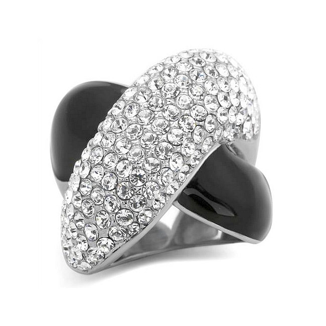 Extraordinary Silver Tone Pave Fashion Ring Clear Crystal