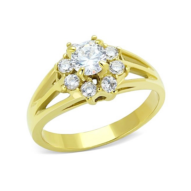 Classy 14K Gold Plated Fashion Ring Clear CZ