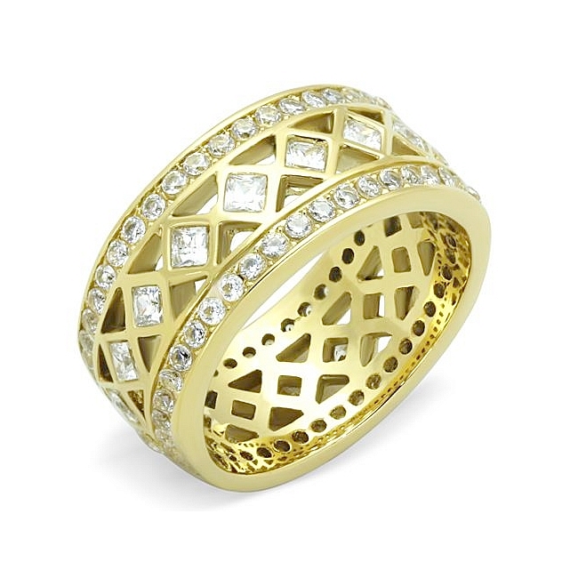 14K Gold Plated Vintage Fashion Ring Clear CZ