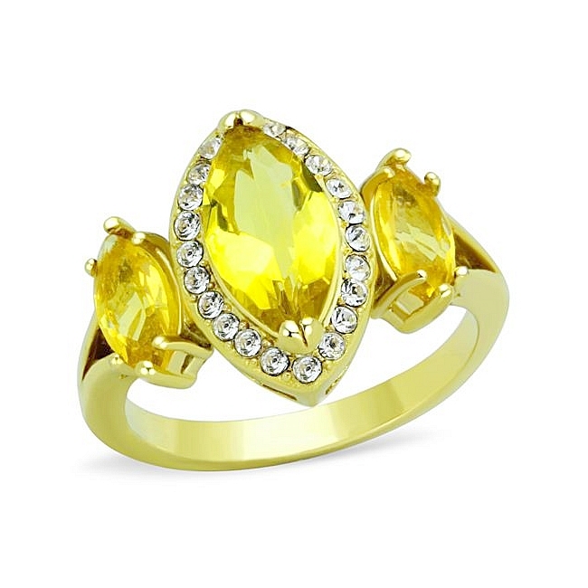 14K Gold Plated Fashion Ring Topaz Synthetic Glass