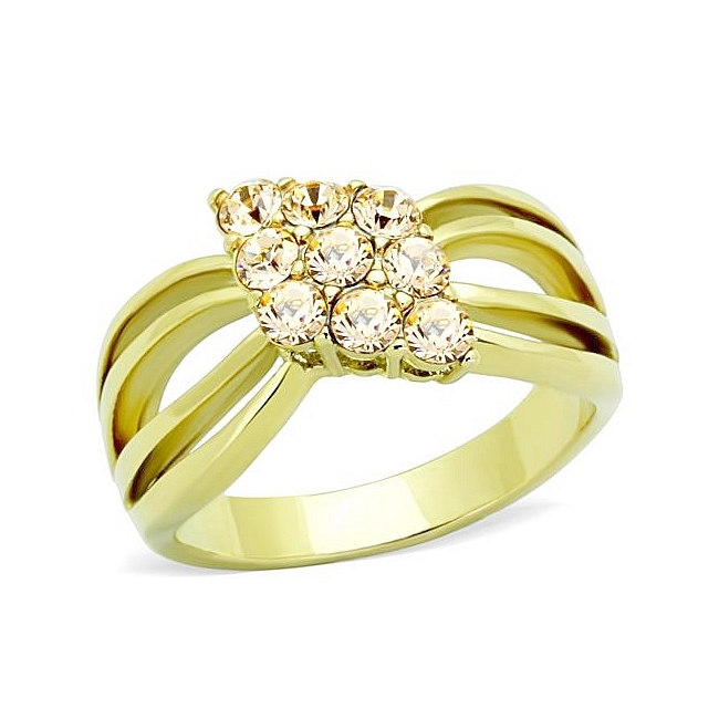 14K Gold Plated Modern Fashion Ring Champagne Crystal