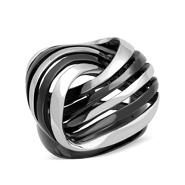 14K Two Tone (Black & Silver) Modern Fashion Ring