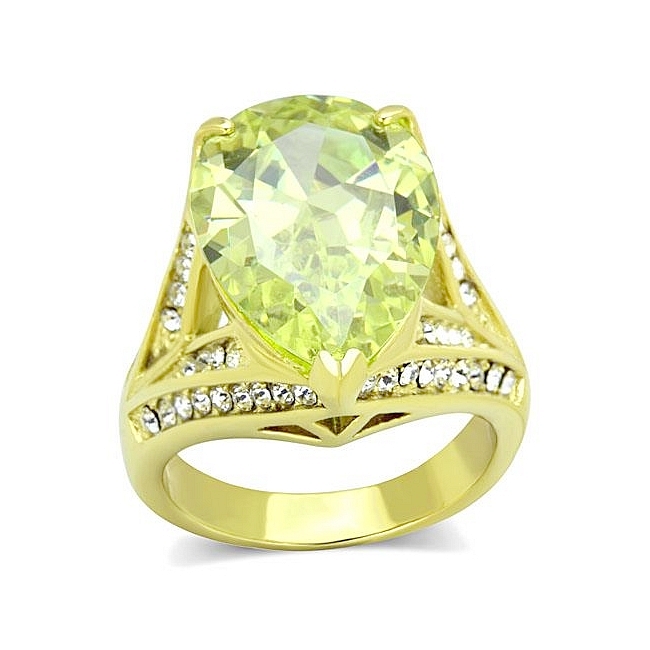 14K Gold Plated Fashion Ring Apple Yellow color CZ