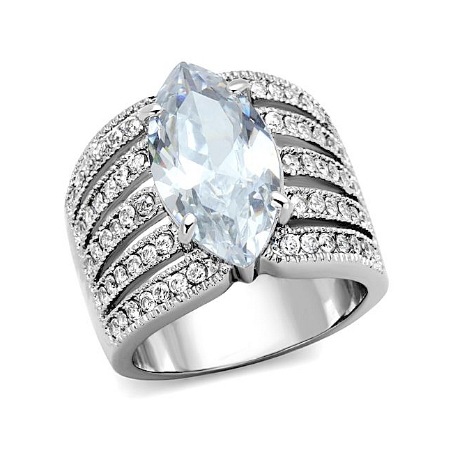 Silver Tone Pave Fashion Ring Clear Cubic Zirconia