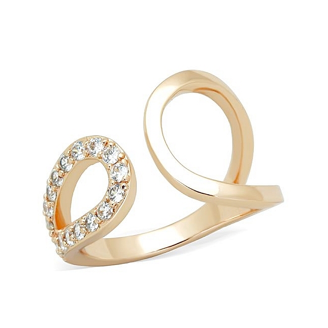 Fancy 14K Rose Gold Plated Modern Fashion Ring Clear CZ