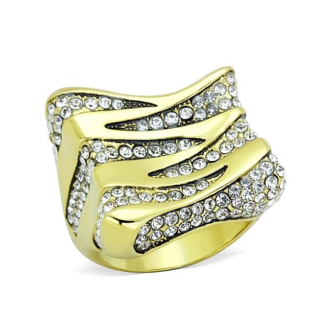 Extraordinary 14K Gold Plated Fashion Ring Clear Crystal