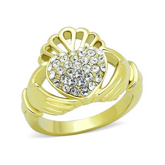 Lovely 14K Gold Plated Fashion Ring Clear Crystal
