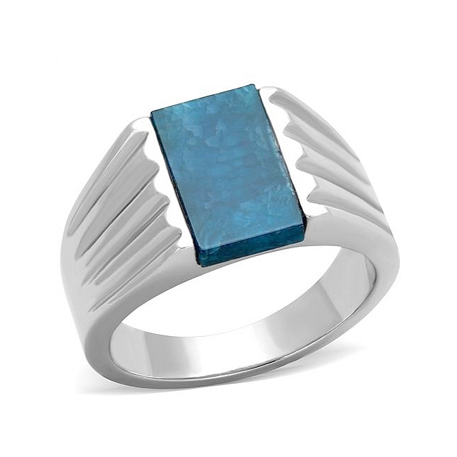 Silver Tone Fashion Ring Capri Blue Semi-Precious Agate