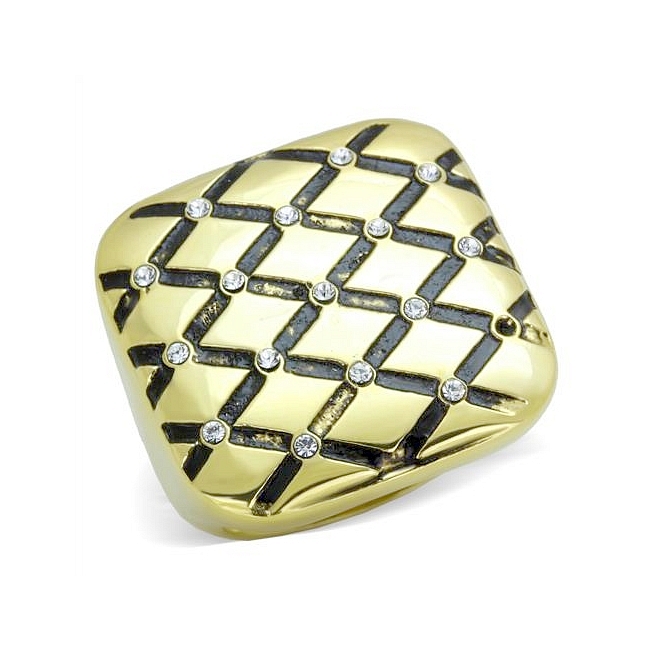 Elegant 14K Gold Plated Fashion Ring Clear Crystal